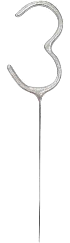 7In Numeral 3 Silver Glitz Sparkler