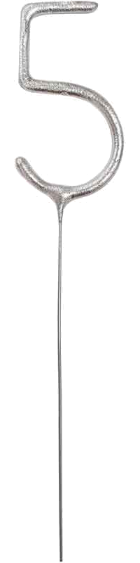 7In Numeral 5 Silver Glitz Sparkler