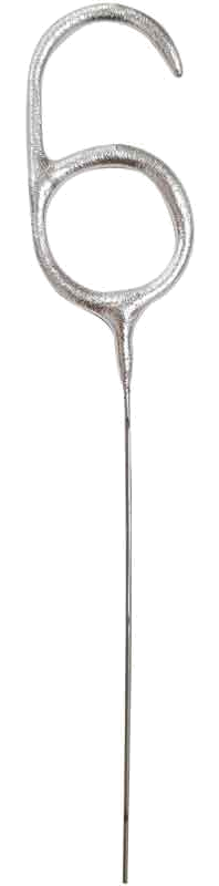 7In Numeral 6 Silver Glitz Sparkler